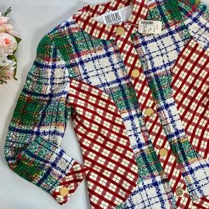 Bill Blass Tweed Plaid Holiday Jacket